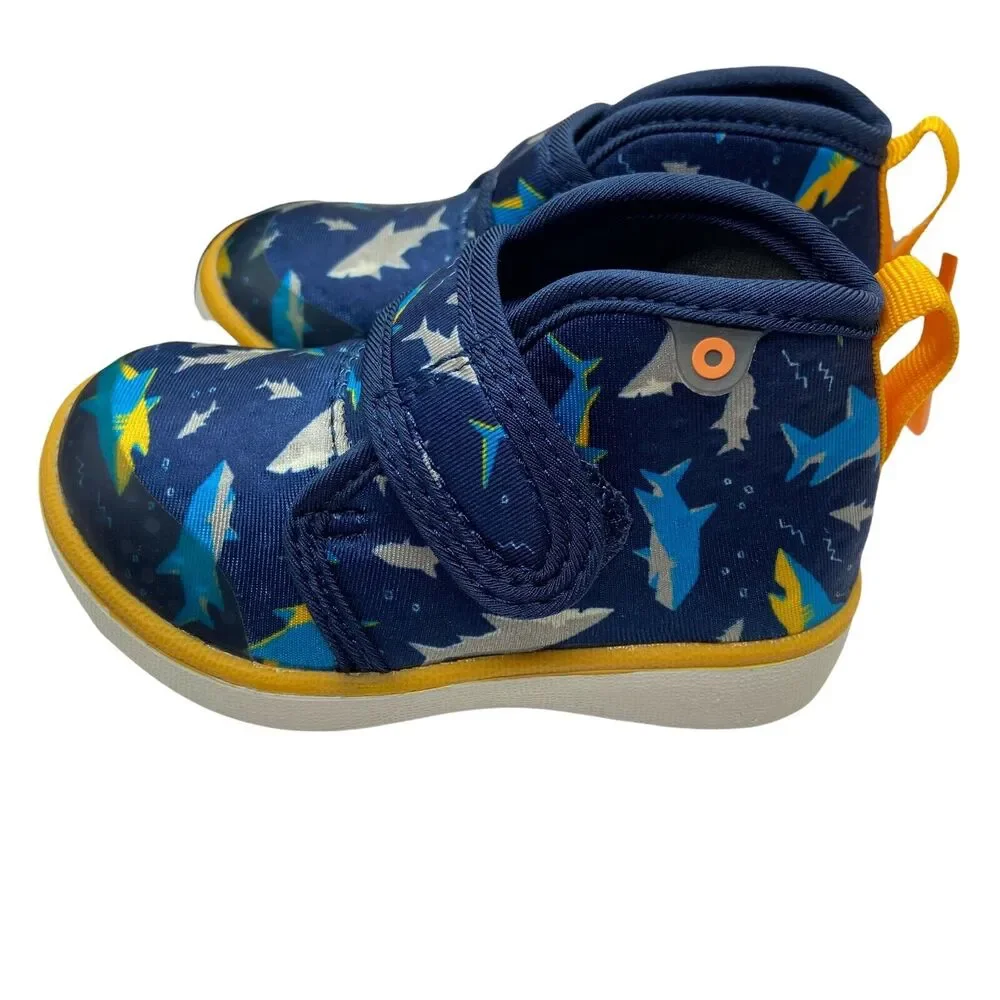 Bogs Shoes Outdoor Play Kids Kicker Mid Shark Blue Round Toe Hook Loop Size 5